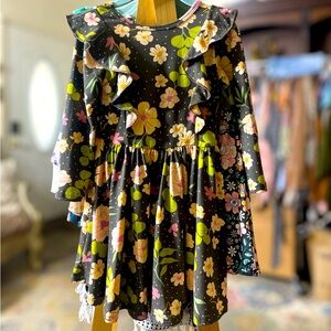 Floral w/ skull little girls dress